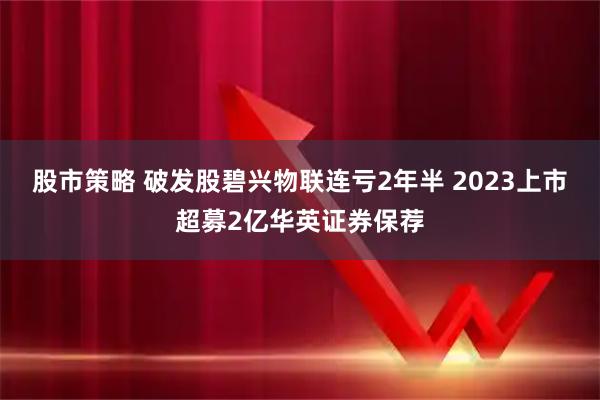 股市策略 破发股碧兴物联连亏2年半 2023上市超募2亿华英证券保荐