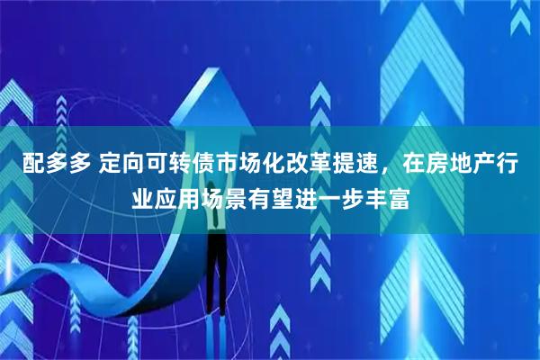 配多多 定向可转债市场化改革提速，在房地产行业应用场景有望进一步丰富