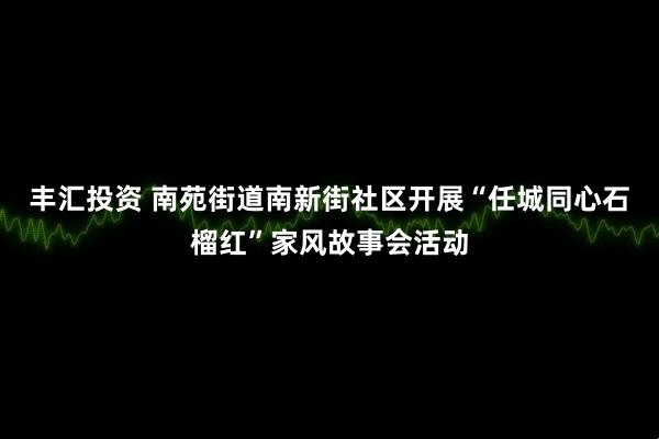 丰汇投资 南苑街道南新街社区开展“任城同心石榴红”家风故事会活动